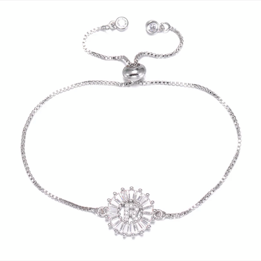 Mandala Letter Bracelet  A - Z | WHITE RHODIUM PLATED - Unique Brazilian Jewelry (4364766150731)