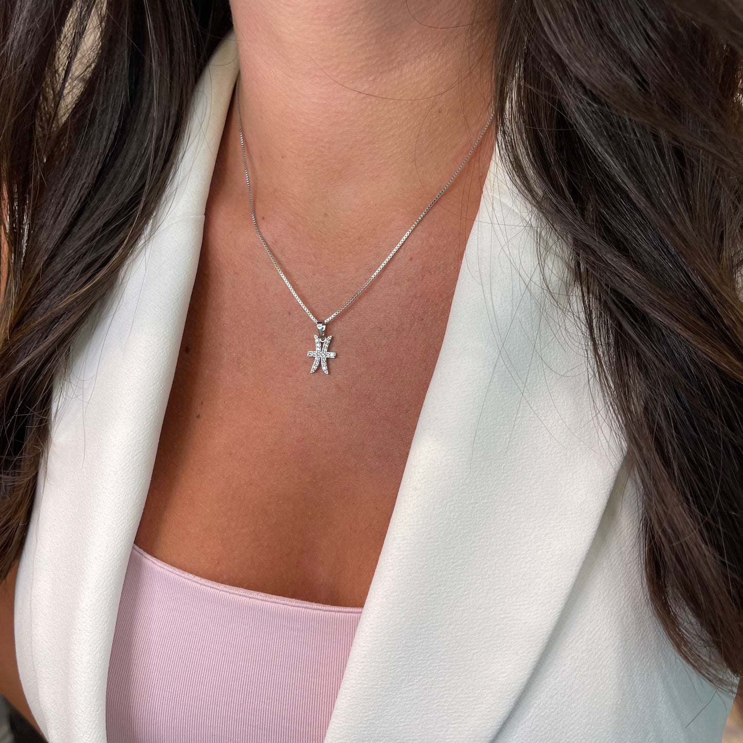 Zodiac Necklace | White Rhodium Plated