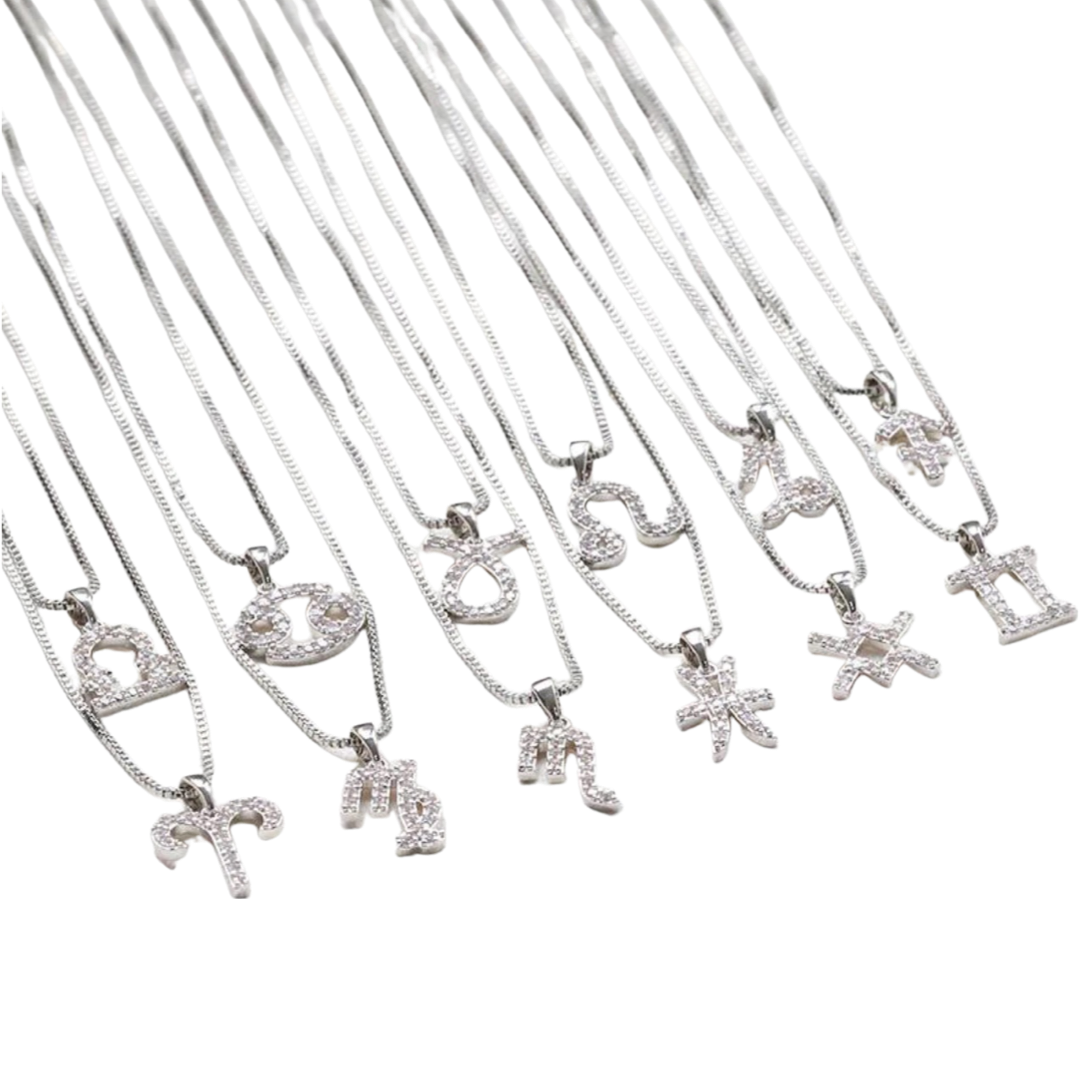 Zodiac Necklace | White Rhodium Plated