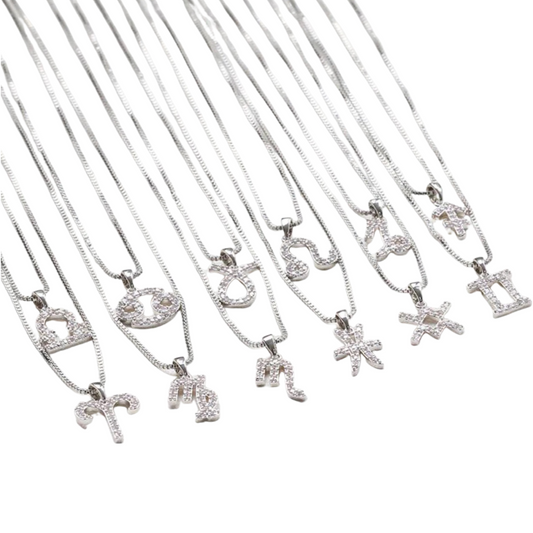 Zodiac Necklace | White Rhodium Plated