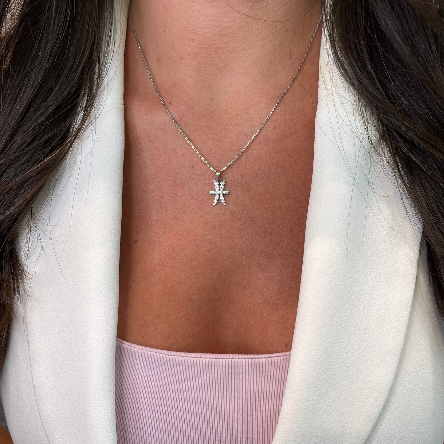 Zodiac Necklace | White Rhodium Plated