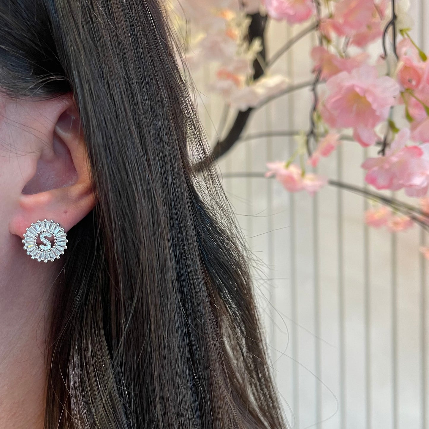 New Mandala Letter Earrings A - Z | WHITE RHODIUM PLATED