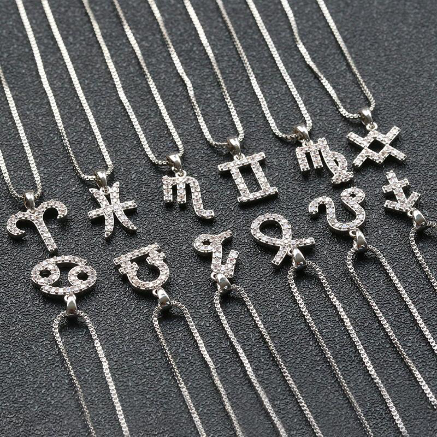 Zodiac Necklace | White Rhodium Plated (4703522914379)
