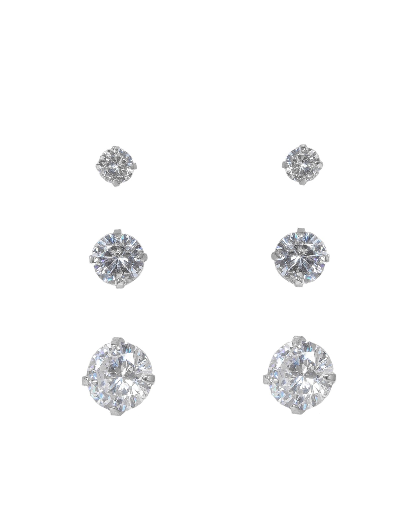 CIRCLE TRIO EARRINGS | White Rhodium Plated