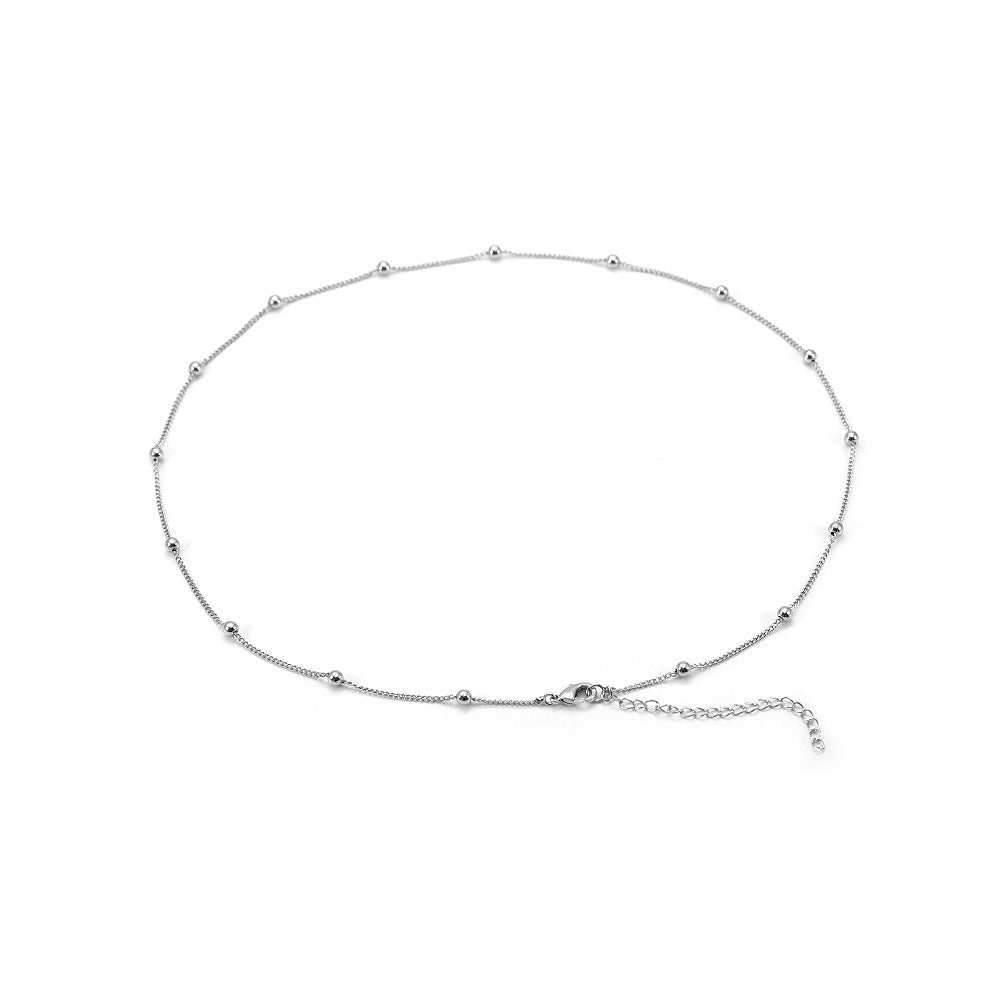 Little Balls Necklace Chain 24" Inches | White Rhodium Plated