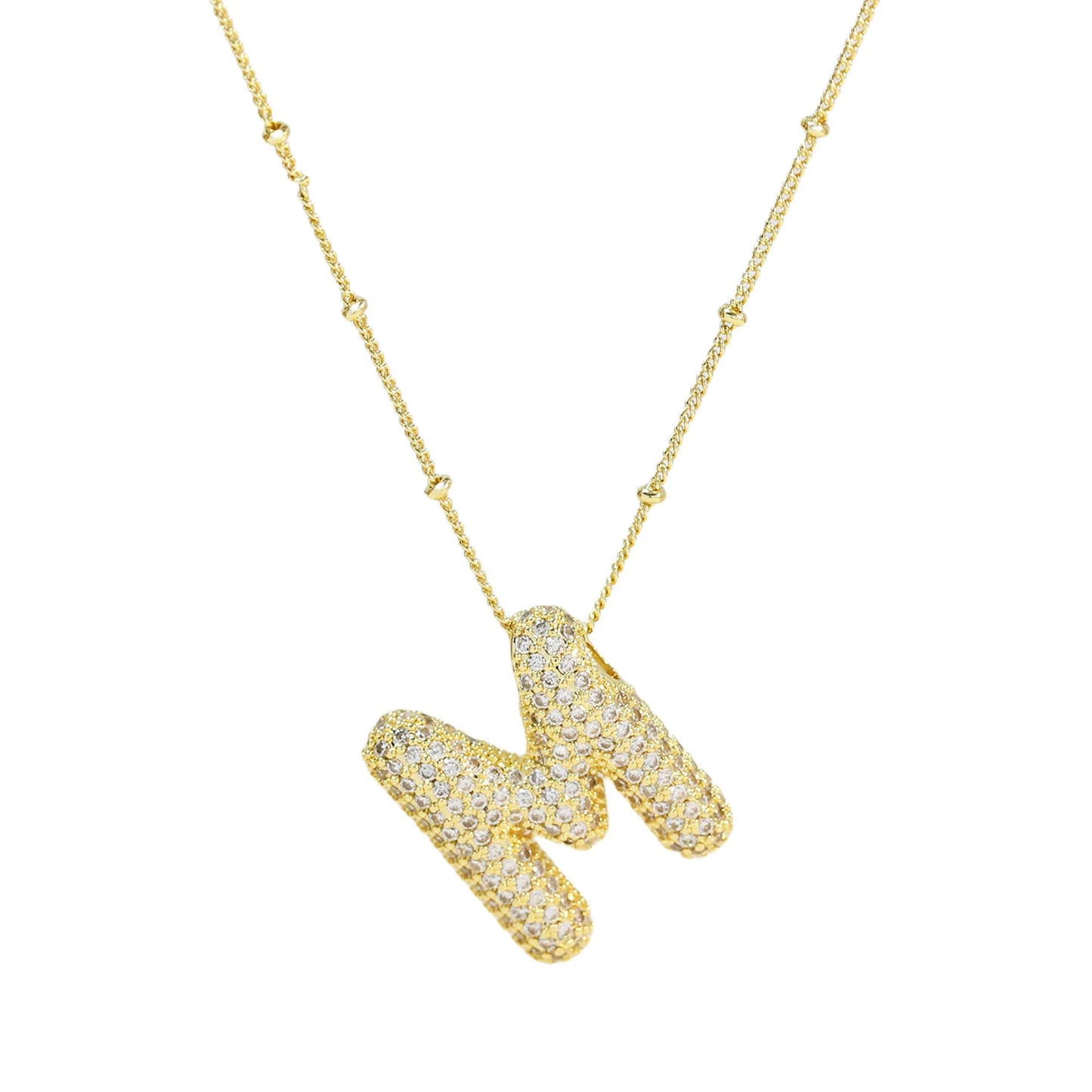 Studded Balloon Inicial Necklaces  A - Z | 18K GOLD PLATED