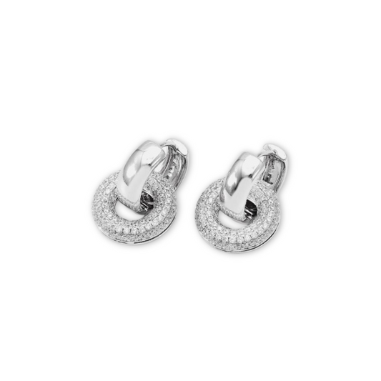 2 IN 1 HOOPS EARRINGS | White Rhodium Plated