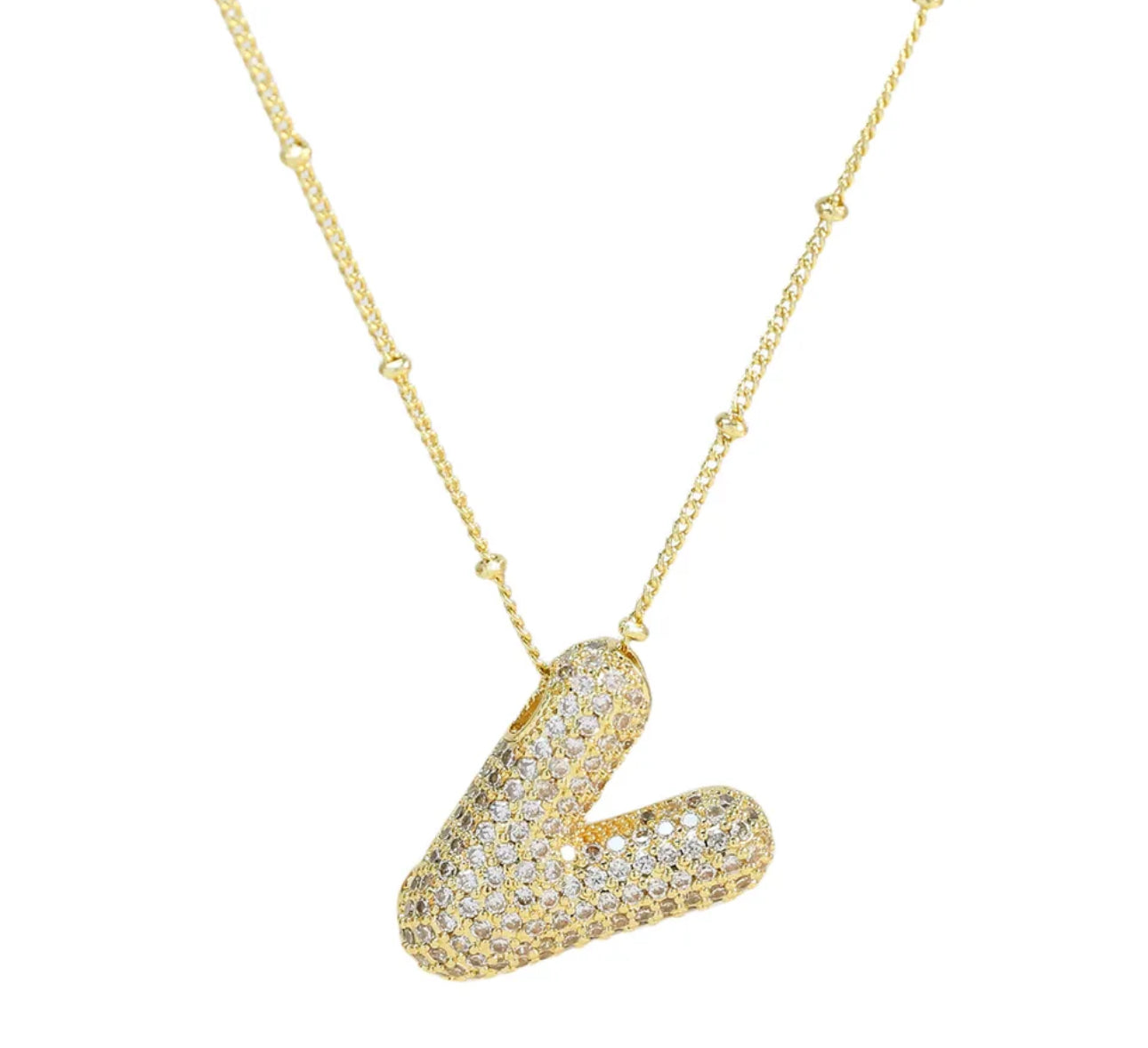 Studded Balloon Inicial Necklaces  A - Z | 18K GOLD PLATED