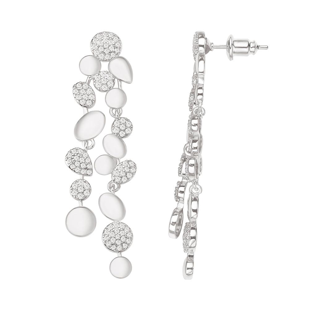 AURIA Cascade Earrings | White Rhodium Plated
