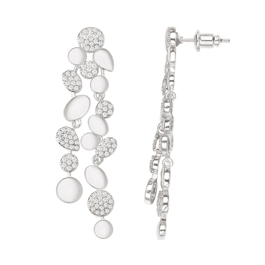 AURIA Cascade Earrings | White Rhodium Plated
