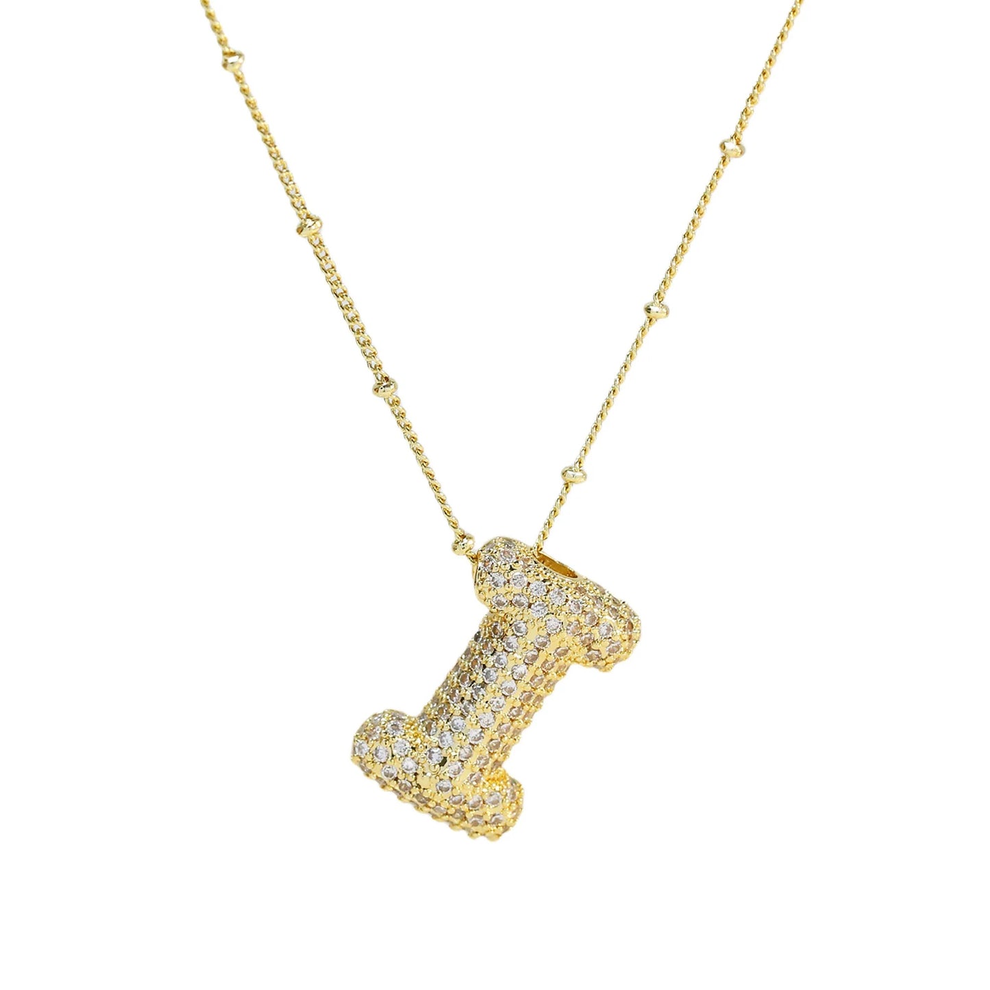 Studded Balloon Inicial Necklaces  A - Z | 18K GOLD PLATED