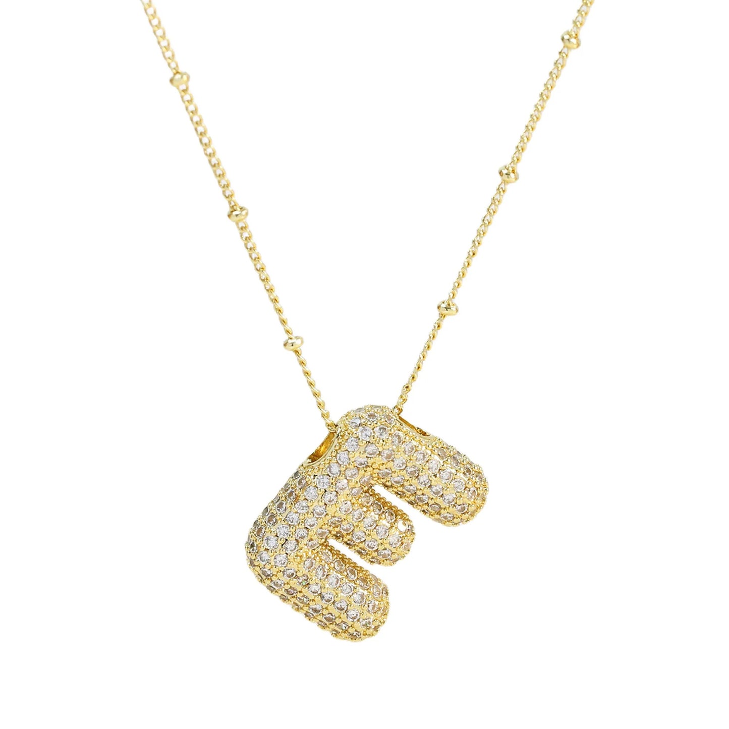 Studded Balloon Inicial Necklaces  A - Z | 18K GOLD PLATED