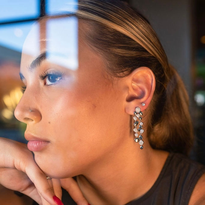 AURIA Cascade Earrings | White Rhodium Plated
