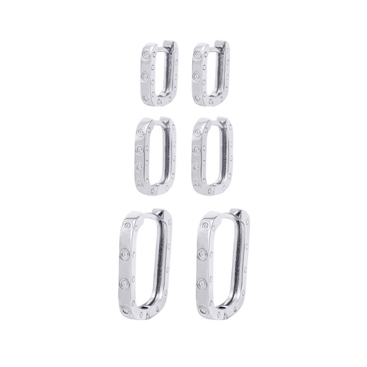 LUNELLE Hoop Trio | White Rhodium Plated