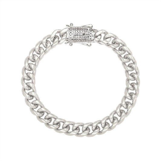 8 INCHES 8MM LINKS BRACELET | White Rhodium Plated