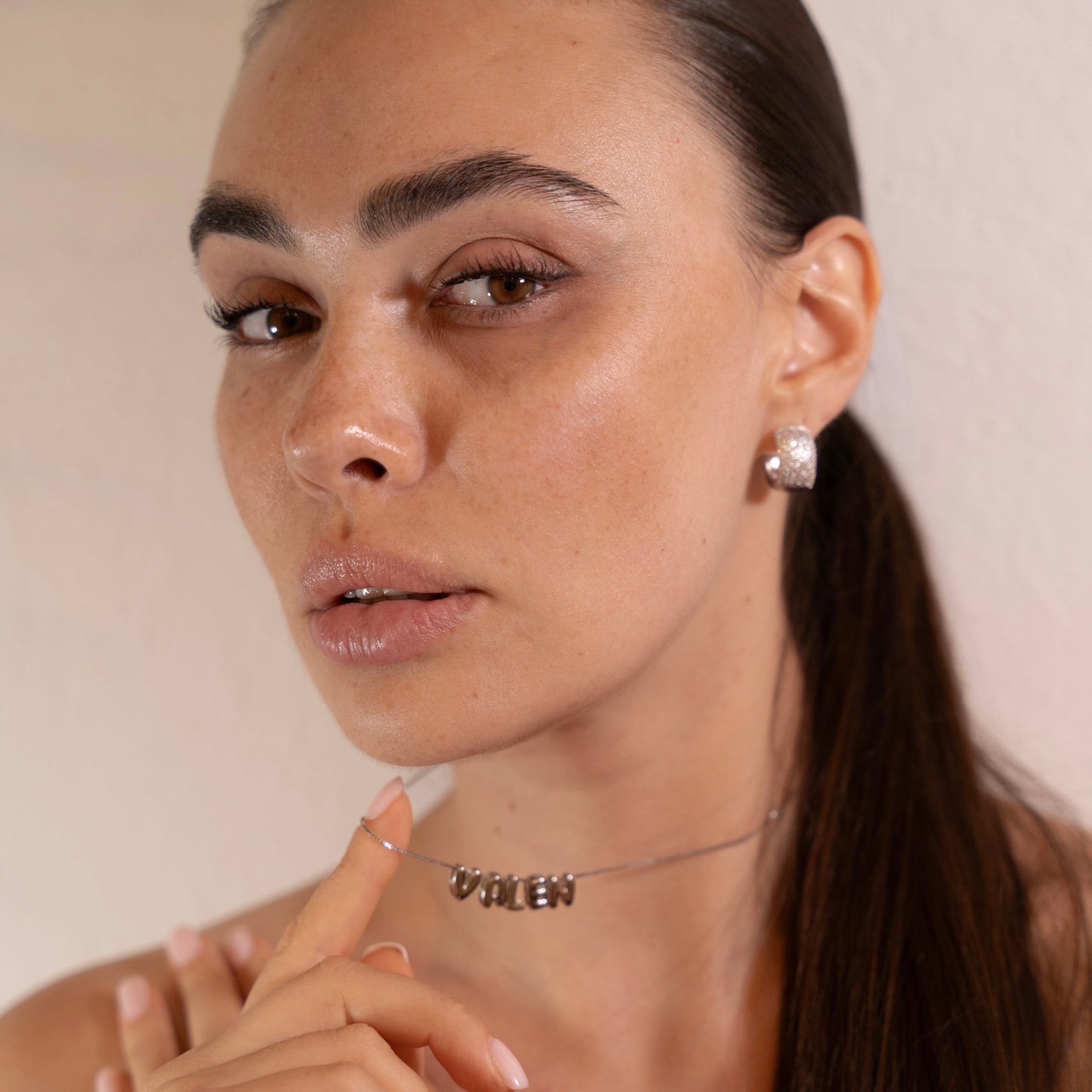PERSONALIZED NECKLACE - PUFFY LETTERS | White Rhodium Plated