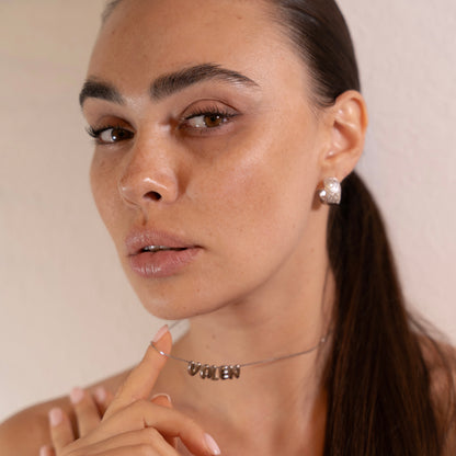 PERSONALIZED NECKLACE - PUFFY LETTERS | White Rhodium Plated