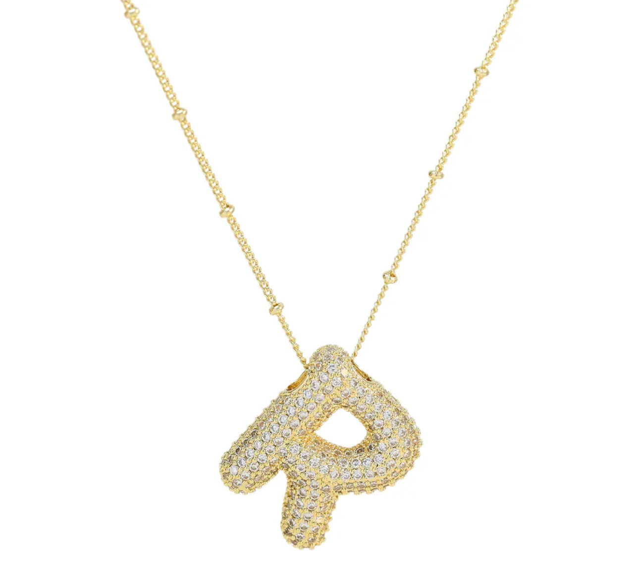 Studded Balloon Inicial Necklaces  A - Z | 18K GOLD PLATED