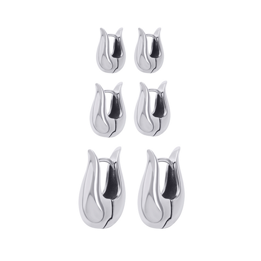 NOA Hoop Trio | White Rhodium Plated