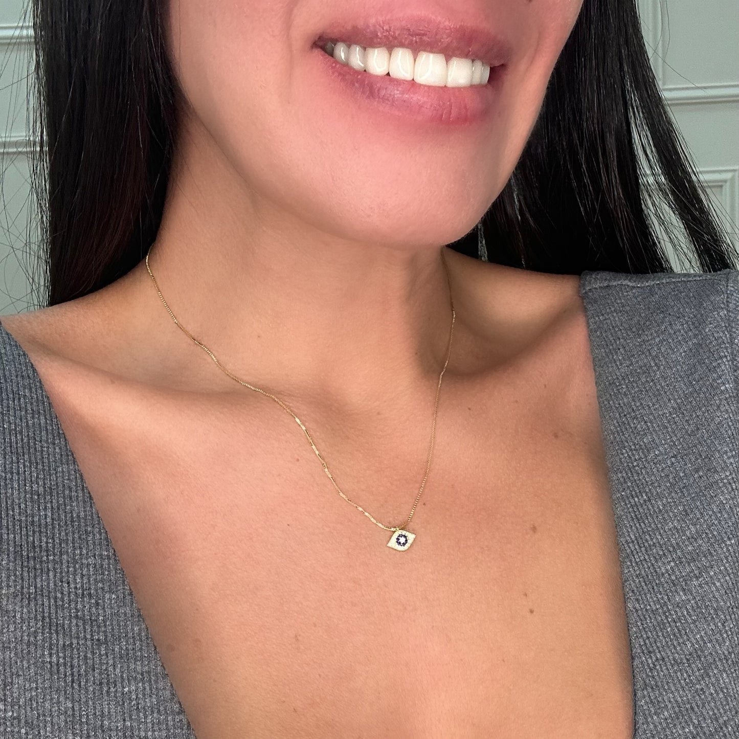 SMALL BLUE  EVIL EYE NECKLACE | 18K Gold Plated