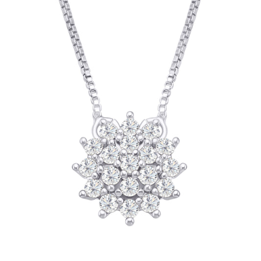 FLORA Necklace | White Rhodium Plated