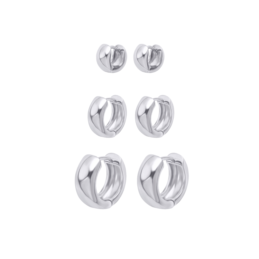 AUREA Hoops Trio | White Rhodium Plated
