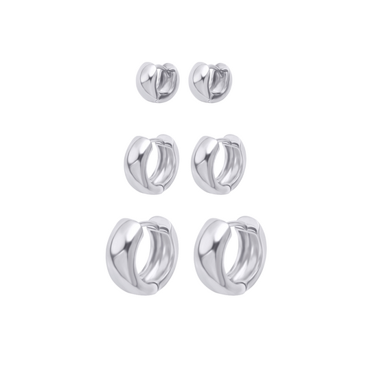 AUREA Hoops Trio | White Rhodium Plated
