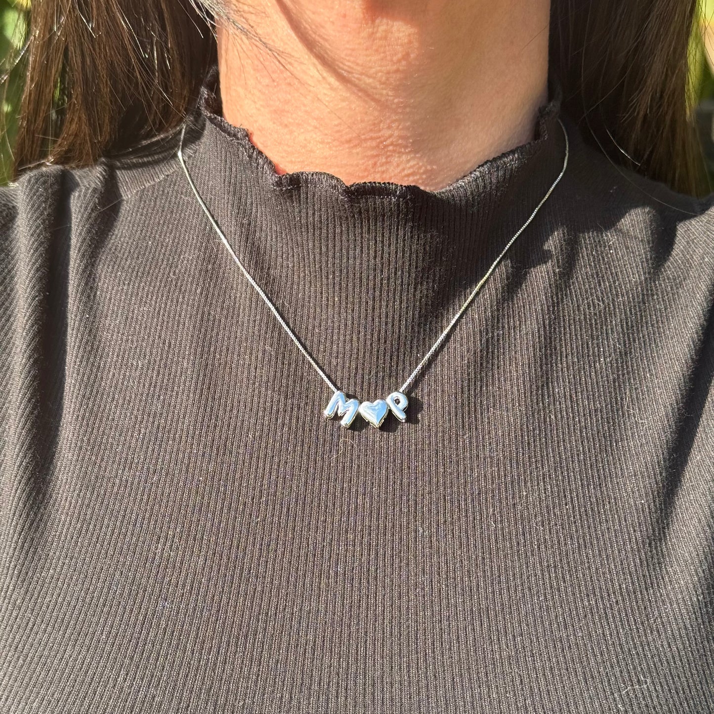 Perfect Match - PUFFY LETTERS | White Rhodium Plated