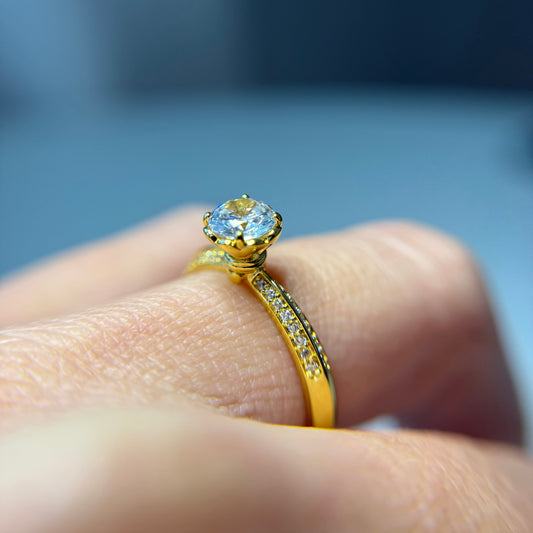 NEW SOLITARY RING | 18k Gold Fourfold Plated