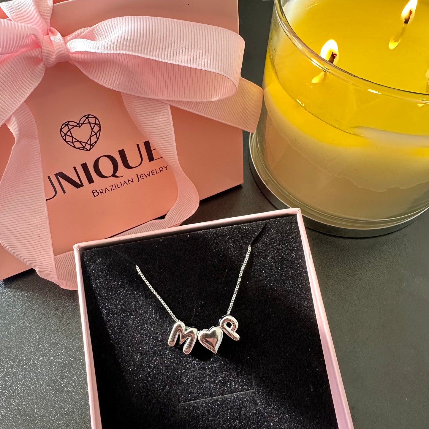 Perfect Match - PUFFY LETTERS | White Rhodium Plated