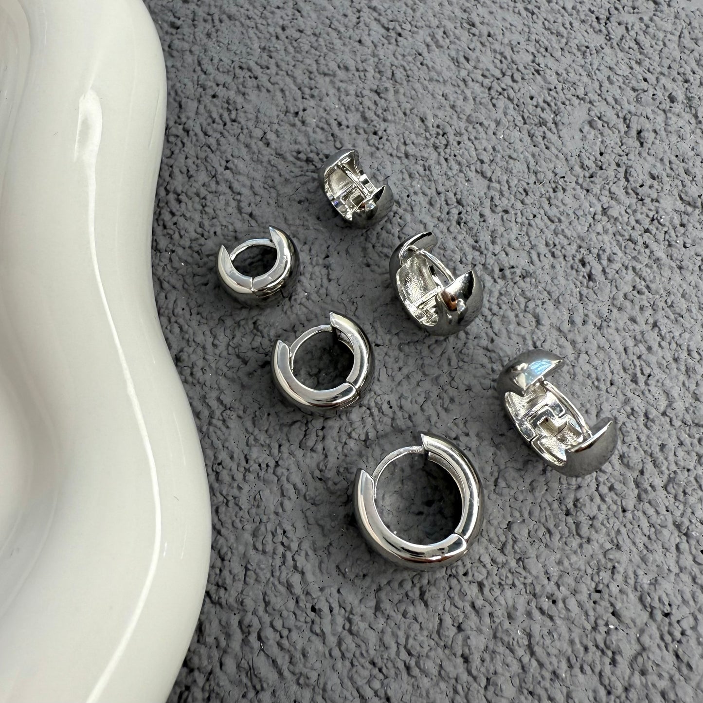 AUREA Hoops Trio | White Rhodium Plated