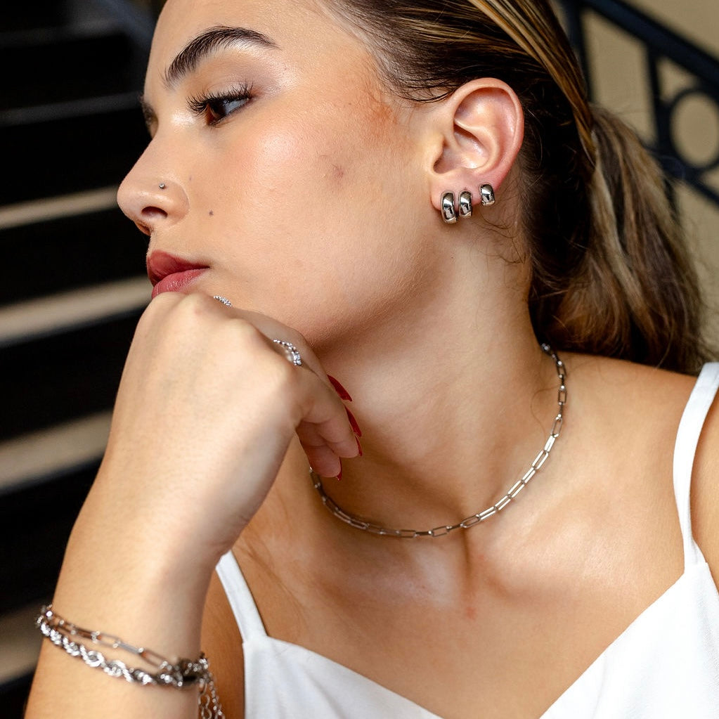 AUREA Hoops Trio | White Rhodium Plated