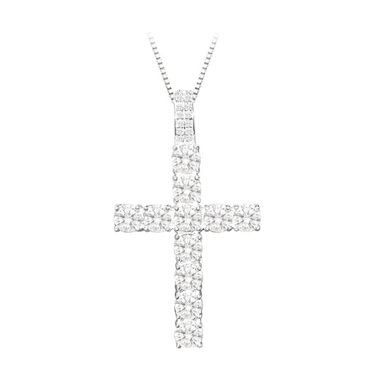 BRYAN'S GLAMOROUS CROSS NECKLACE | Double White Rhodium Plated