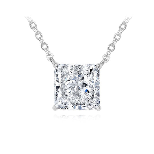 LIKE A DIAMOND SQUARE NECKLACE | Double White Rhodium Plated