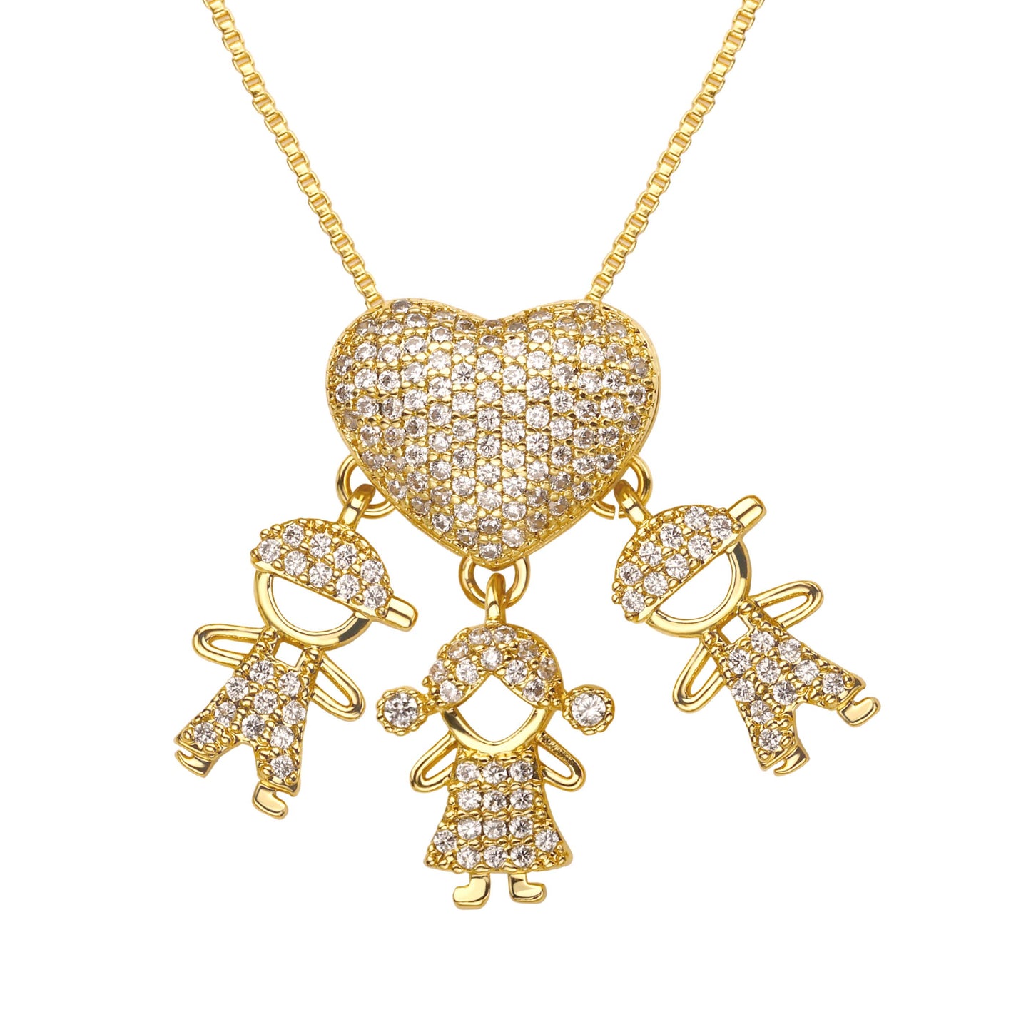2 BOYS & 1 GIRL PENDANT NECKLACE | Double 18K Gold Plated