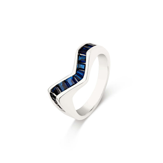 BLUE UNIQUE RING | Fourfold 18K White Gold Plated