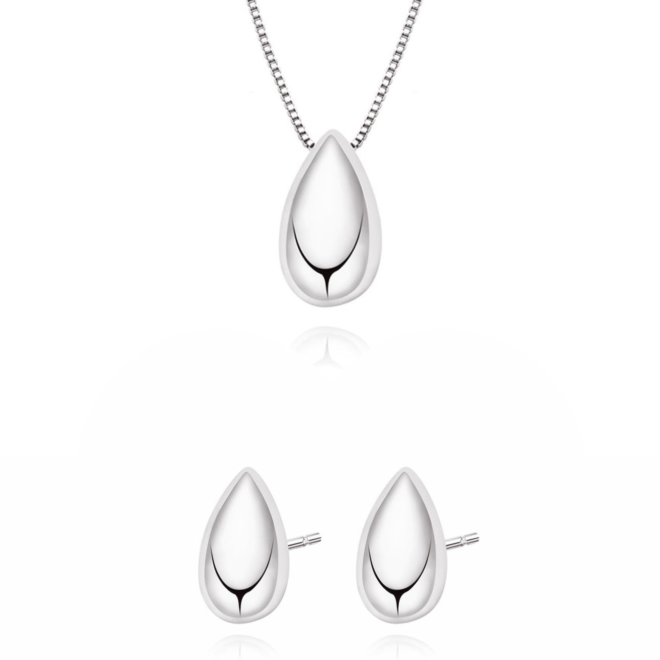 MINIMALIST DROP SET | White Rhodium Plated - Unique Brazilian Jewelry 