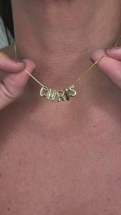 PERSONALIZED NECKLACE - PUFFY LETTERS | 18K Gold Plated
