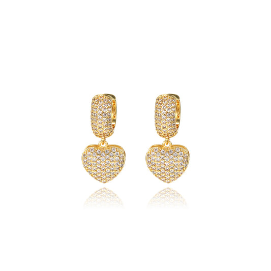 HEART HOOPS EARRINGS | Double 18K Gold Plated