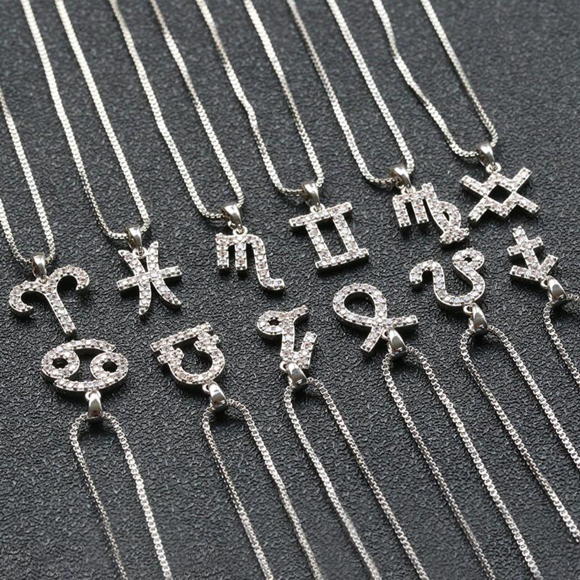Zodiac Necklace | White Rhodium Plated (4703522914379)