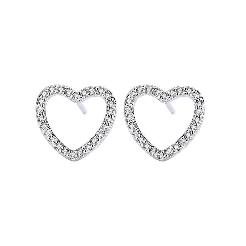 OPEN HEART EARRINGS | White Rhodium Plated