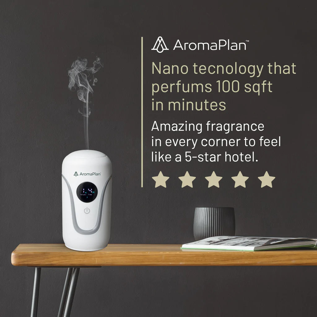 Jcloud Smart Waterless Essential Oil Diffuser, Professional Scent Air Machine with Nebulizing Tech, Plug-in WallAromaPlan White Portable Diffuser - PDAP301 - Up to 250 sq/ft